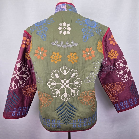 Zara Blogger Oversized Quilted Embroidered Patchwork Kimono Jacket Women's Small - Picture 5 of 14